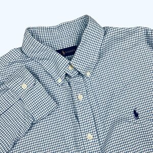Ralph Lauren‎ Button Down Shirt Mens XL Blue White Checkered Lightweight Flannel